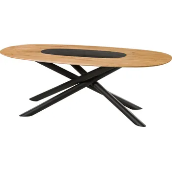 Jídelní stůl Jídelní stůl oválný akáciový 200x100x76 přírodní lakovaný / Mikado nohy kulaté černé