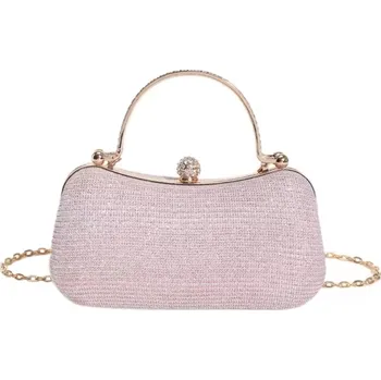 B-TOP Růžová třpytivá kabelka přes rameno s tvarovaným pevným uchem