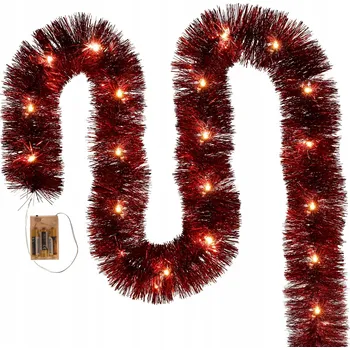Vánoce Červený LED vánoční řetěz na baterie – 6 metrů – na stromeček