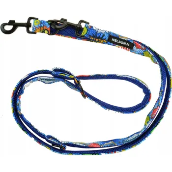 Vodítko pro psa VODÍTKO PRO PSA NELSON-X FLORAL BLACK 3 M/2,5 CM STD S ČERNÝM KOVÁNÍM