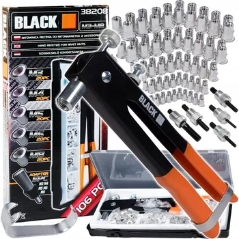 Nýtovací pistole Ruční nýtovací kleště se sadou příslušenství Black 38208