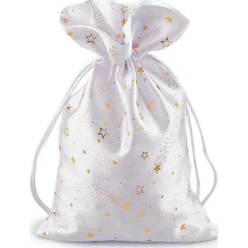 Vánoční dekorace Vánoční dárkový pytlík hvězdy 15x24 cm - 1 bílá