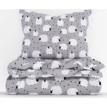 Povlečení MKLuzkoviny.cz Bavlněné povlečení Renforcé – Ovečky 140 x 200, 70 x 90 cm nitěné knoflíky