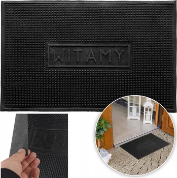 Rohožka GUMOVÁ VENKOVNÍ ROHOŽKA PŘED DVEŘE VÍTÁME PROTIUKLUZOVÁ 35x60 CM