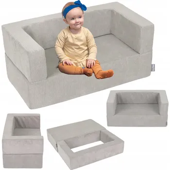 Pohovka Pěnová dětská pohovka / gauč světle šedá KiddyMoon SBM-900