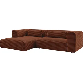 Pohovka Bobochic Paris Terakotově červená manšestrová rohová pohovka Harry 273 cm, levá