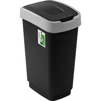 Odpadkový koš Odpadkový koš na třídění Klip Černý 50 l s šedou klapkou
