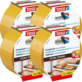 Lepicí páska Oboustranná lepicí páska na koberce tesa extra strong 10 m x 50 mm, silná, 4 kusy