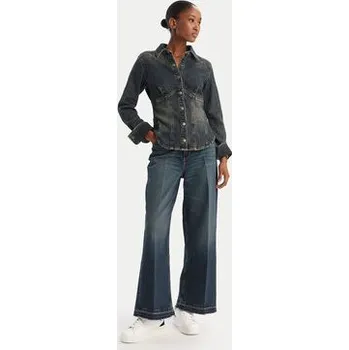 Dámská móda Guess Jeans Jeansy W5BA2Z D5RAB Tmavomodrá Wide Leg 29_28
