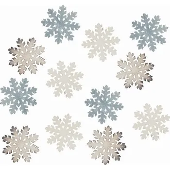 Vánoce Dřevěné vločky šedé 4 cm - 12ks
