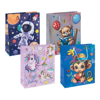 Dárková taška Taška papírová dárková 25 x 30 x 10 cm Kids, mix motivů