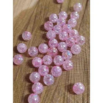 Korálek Plastové korálky s AB efektem Ø8 mm 10 g barva růžová