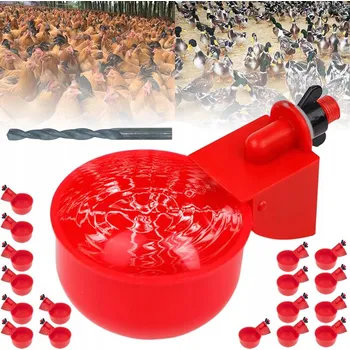 18 KS AUTOMATICKÁ NAPÁJEČKA PRO DRŮBEŽ SLEPICE KACHNY PRŮMĚR 6,5 CM ČERVENÁ