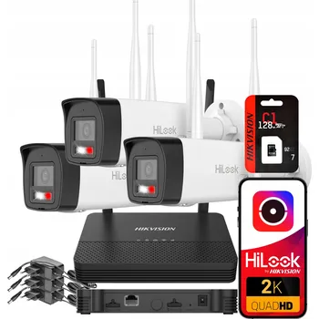 Bezpečnostní kamera WiFi Monitorovací Set 4MPx Hilook Hikvision 3 Venkovní Kamery Audio LED