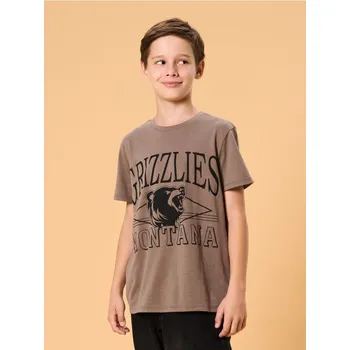 Chlapecké oblečení Sinsay - Bavlněné tričko s nápisem - hnědá - 986FZ-88X - 986FZ-88X-152