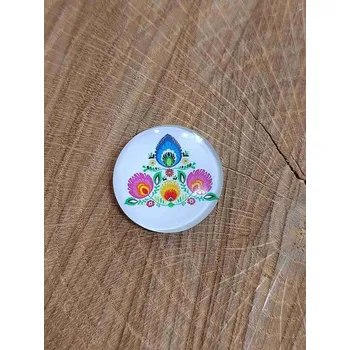 Korálek Skleněné kabošony folklor Ø25 mm modrý květ