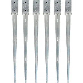 Příslušenství pro plot Zemní kolík 6 Ks 7x7x90 cm Ocel Pozinkovaná