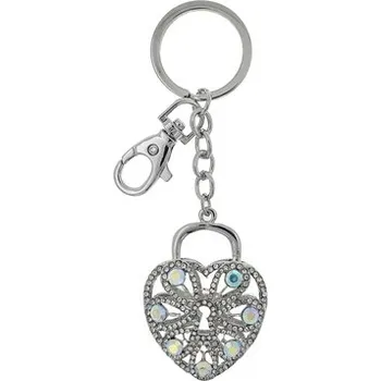 Přívěsek na klíče - Diamantové Srdce stříbrné