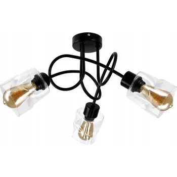 Závěsné stropní LED svítidlo se 3 paticemi E27, design "Zavinutý" / "Spirála", Čtverec, Průhledný