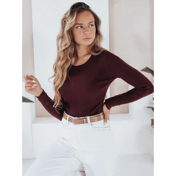 Dámský svetr Dámský žebrovaný svetr NOLVIE bordó Barva: Bordová, Velikost: S