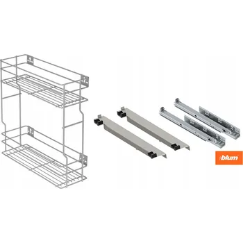 Nábytkové kování Cargo koš do skříňky pravý 25cm 250 Šedý 2ks s tlumením dovírání BLUM plný výsuv