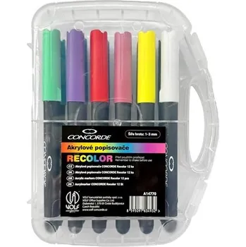 Akrylový popisovač CONCORDE Recolor, sada 12 barev