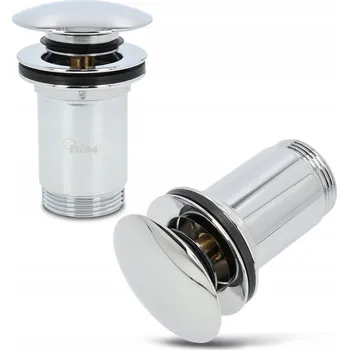 Sifon Zátka s přepadem automatická, klik-klak kulatý Diamond stříbrná