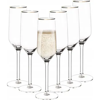 Sklenice Skleničky na šampaňské Altom Design Rubín Gold, bezbarvé, žluté, 220 ml, 6 ks