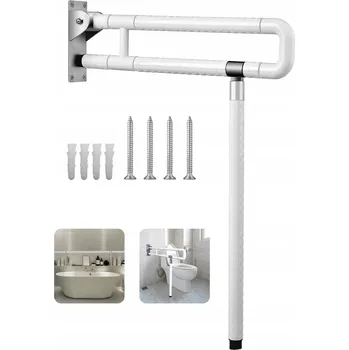 Madlo do koupelny Sklopné madlo pro invalidy s nohou fi 60 x 70 cm bílé