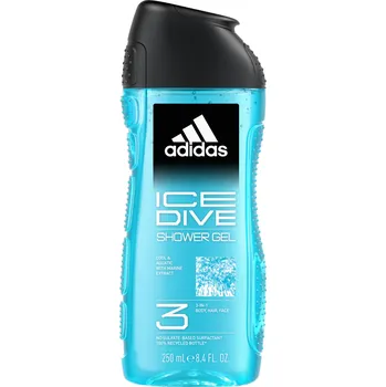 Sprchový gel Sprchový gel Adidas Ice Dive 3 v 1 pro muže, 250 ml