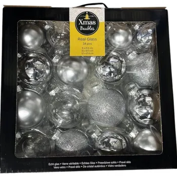 Vánoční dekorace Hladká Vánoční Koule , Průhledná Vánoční Koule , vánoční koule cetek 5 cm 34 ks