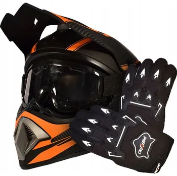 Helma na motorku SADA ENDURO PŘILBA BRÝLE RUKAVICE NA CROSS ČTYŘKOLKU BMX KOLOBĚŽKU ČERNÁ MATNÁ S