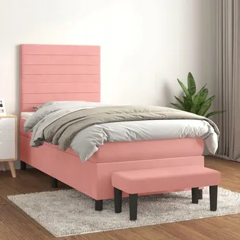 Postel Jednolůžková dřevěná postel VidaXL 90x190 cm, odstíny růžové