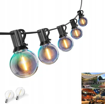 Venkovní osvětlení LED světelný řetěz G40 venkovní pro ZAHRADU na TERASU 18m / 30 žárovek