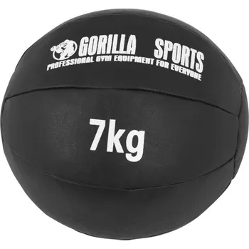 Medicinbal Gorilla Sports Kožený medicinbal, 7 kg, černý