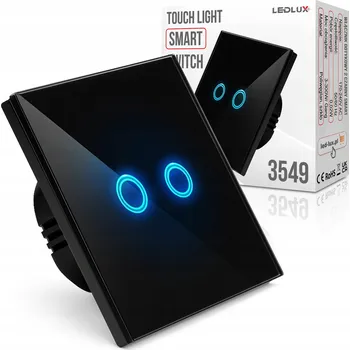vypínač Dotykový vypínač světla skleněný dvojitý sklo černý LED