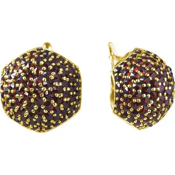 Náušnice Zlaté náušnice s českým granátem - malina Zapínání: klapka