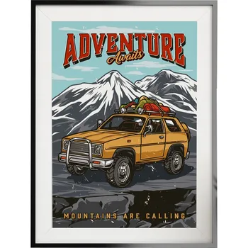 Obraz Plakát grafika vintage retro hory auto adventure 60x40