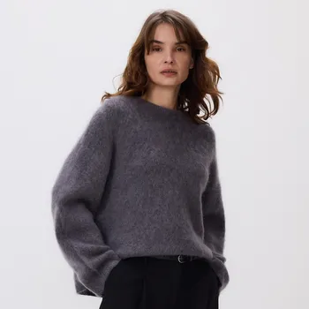 Dámský svetr Reserved - Svetr ze&nbsp;směsi mohéru a&nbsp;vlny - středně šedá - 323HI-85X - 323HI-85X-S