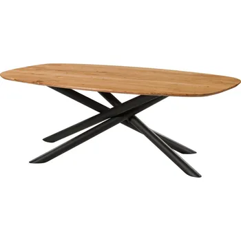 Jídelní stůl Jídelní stůl akácie 200x100x76 přírodní lakovaný / Mikado nohy kulaté černé