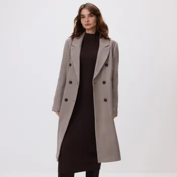 Dámský kabát Reserved - Dvouřadý kabát s vlnou - šedobéžová - WM905-74X - WM905-74X-S