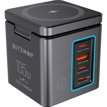 Blitzwolf BW-i113 GaN, USB-A, 3xUSB-C, 105W síťová nabíječka