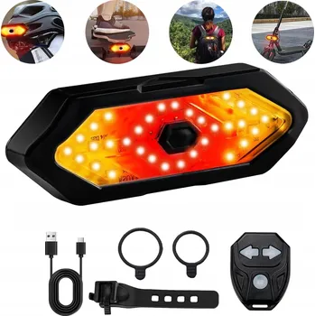 Cyklosvítilna ZADNÍ SVĚTLO NA KOLO S BLINKRY SMĚROVKY USB + DÁLKOVÉ OVLÁDÁNÍ