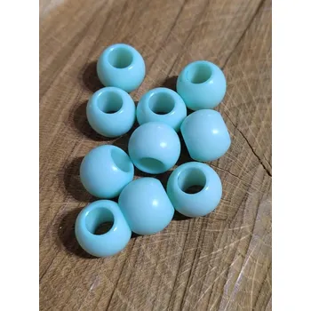 Korálek Plastové korálky s velkým průvlekem 10 ks 10x12 mm barva tyrkys světlý