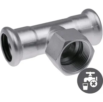 Instalatérský materiál KAN-therm Inox 304 T-kus nerezový lisovací s vnitřním závitem pro topení 18 x 1/2" x 18 mm, profil "M", 1609257138