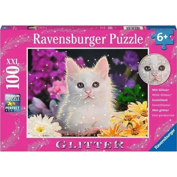Puzzle RAVENSBURGER Třpytivá bílá koťátko 13358 (100 dílků)