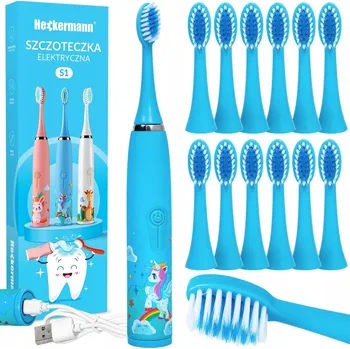 Elektrický zubní kartáček Kartáček na zuby Heckermann elektrický S1 s poníkem pro děti
