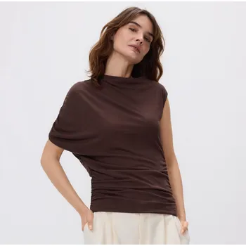 Dámská halenka Reserved - Asymetrická halenka - tmavě hnědá - ZQ834-89X - ZQ834-89X-M