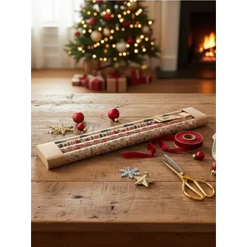 Vánoční dekorace Sinsay - Vánoční sada balicího papíru s motivem stromků a celoplošným vzorem - vícebarevná - 908GG-MLC - 908GG-MLC-ONE