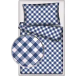 Povlečení hladká bavlna LUX - Modré káro 140x200+70x90